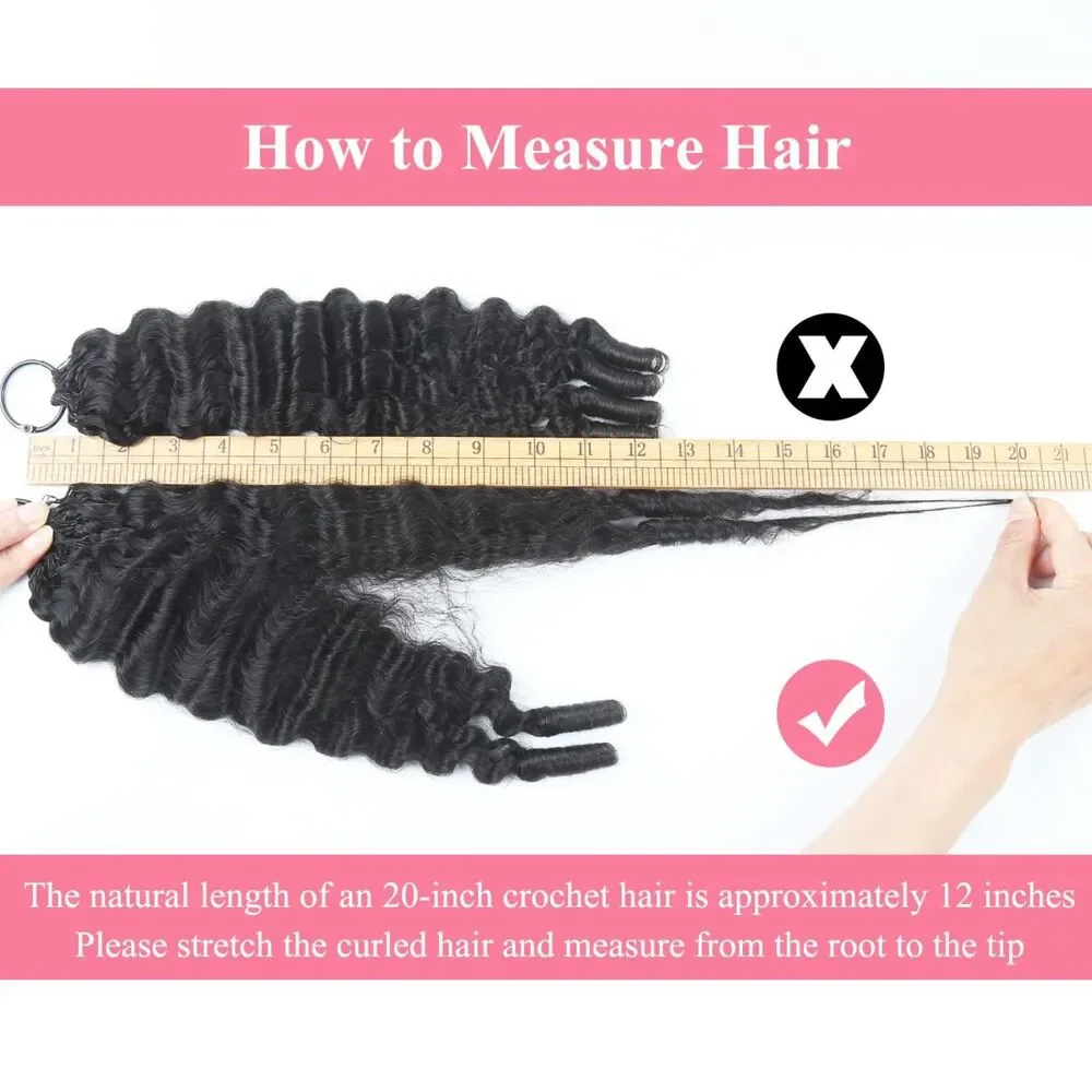 New 16in Burmese Curly Crochet Human Hair 60g 50 Strands Natural Black 1B